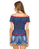Denim Offshoulder Top with Elastic
