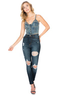 Denim Crop Top with Studs