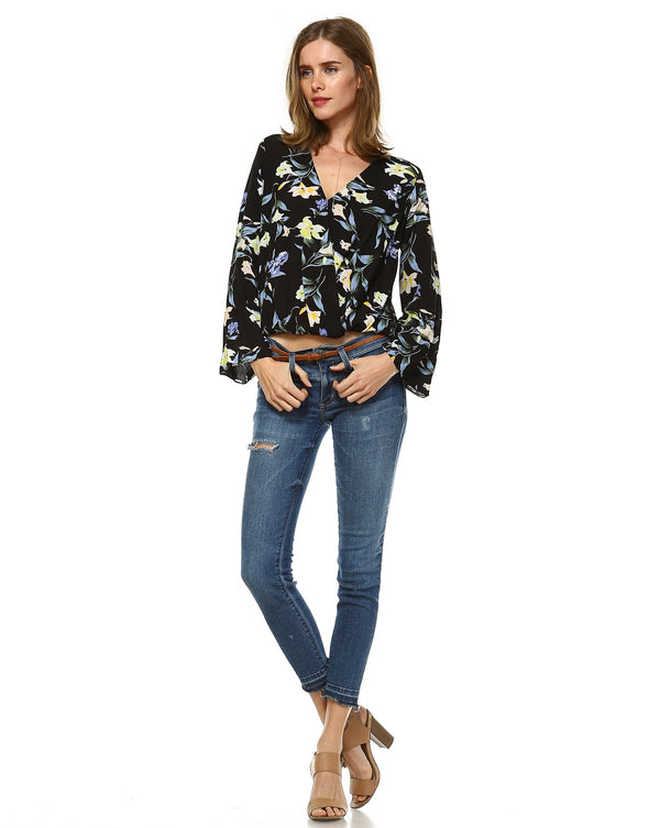 Floral Print Top with Open Back