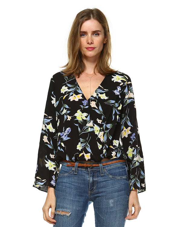 Floral Print Top with Open Back