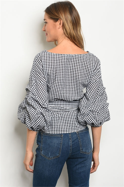 Black and White Gingham Top