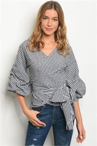 Black and White Gingham Top
