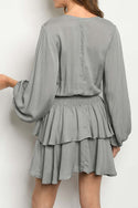 Bubble Sleeve Tiered Layered Dress