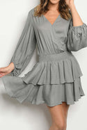 Bubble Sleeve Tiered Layered Dress