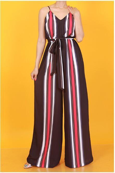 Stripe Black and Red Jumpsuit
