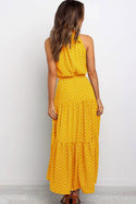 Maxi Dotted Sleeveless Dress - Yellow