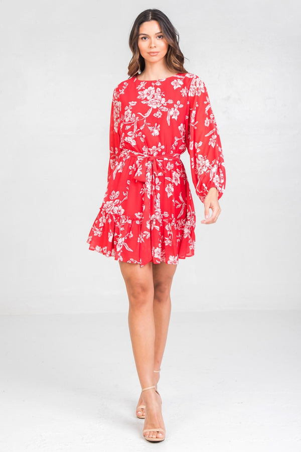 Mini Floral Flying Tomato Dress - Red