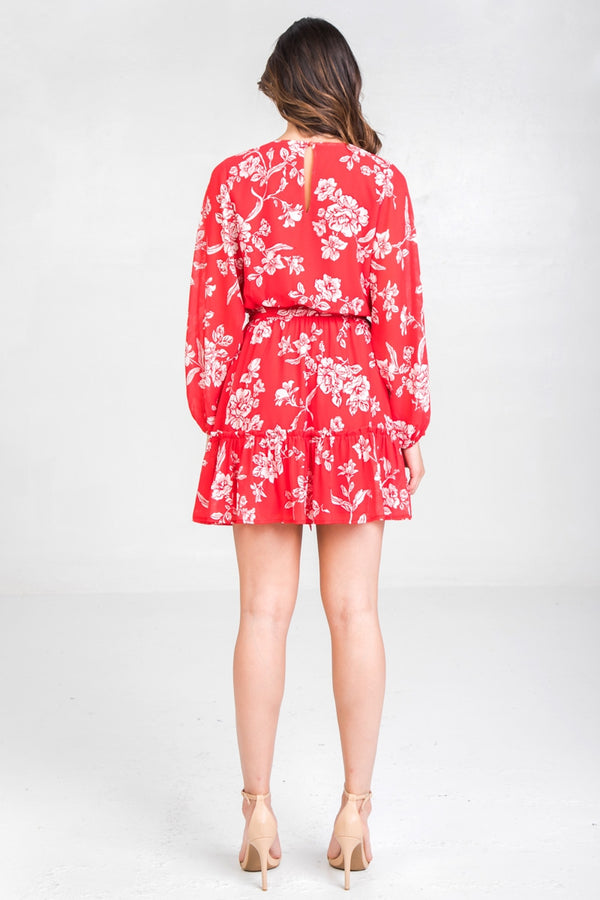 Mini Floral Flying Tomato Dress - Red