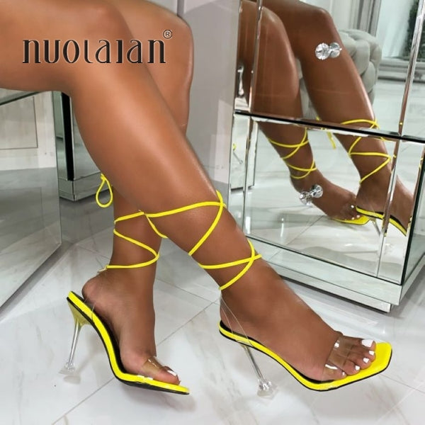Yellow Sexy Strap Sandals