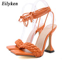Leather Peep Toe Ankle Strap Heels