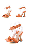 Leather Peep Toe Ankle Strap Heels