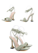 Leather Peep Toe Ankle Strap Heels