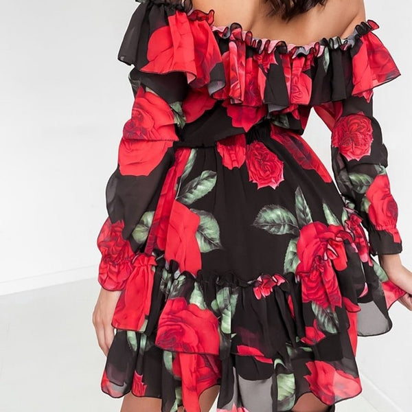 Off the Shoulder Ruffle Dress
