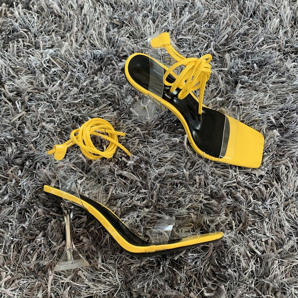 Yellow Sexy Strap Sandals