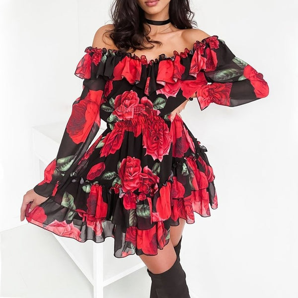 Off the Shoulder Ruffle Dress
