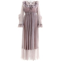 Spring Women Vintage Mesh Bohemian Maxi Dress