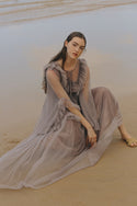 Spring Women Vintage Mesh Bohemian Maxi Dress