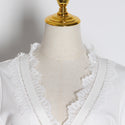 Fashion V Neck White Lace Dress