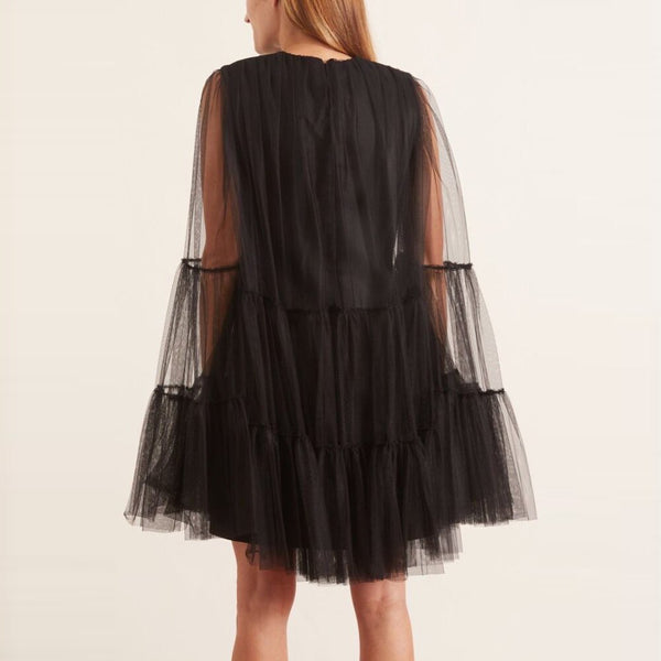 Black Short Dress With Cloak Sleeves