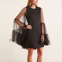 Black Short Dress With Cloak Sleeves