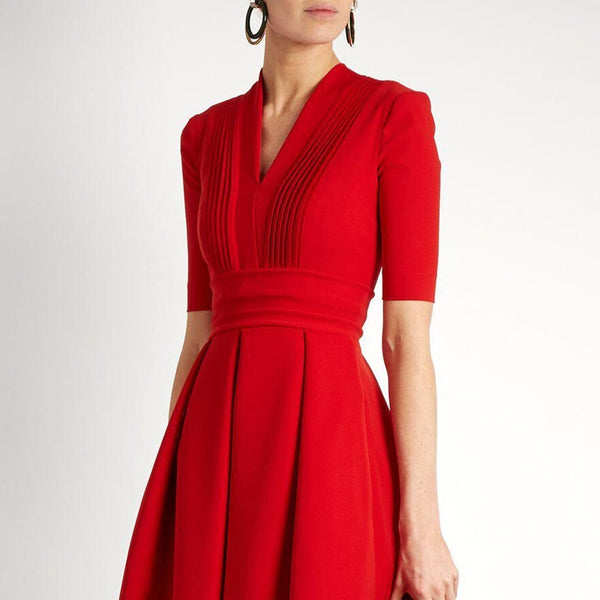 Draped Red Midi Party Dresses