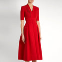 Draped Red Midi Party Dresses