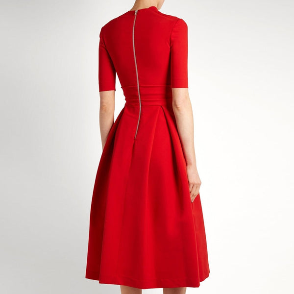 Draped Red Midi Party Dresses