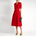 Draped Red Midi Party Dresses