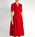 Draped Red Midi Party Dresses