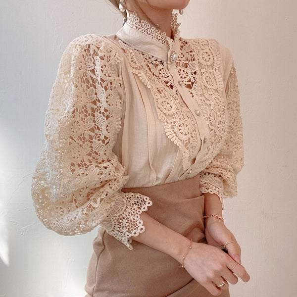 Elegant Lace Flower Blouse