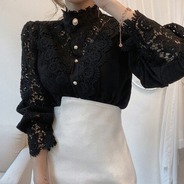Elegant Lace Flower Blouse