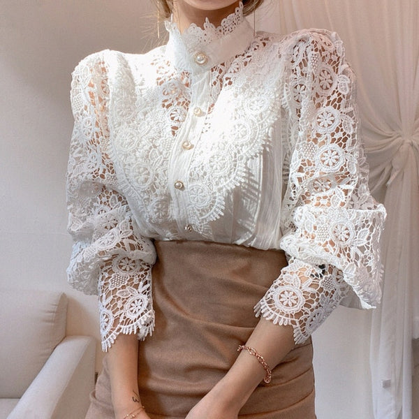 Elegant Lace Flower Blouse