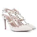 Pearl Rivet White Fashion Sandals