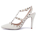 Pearl Rivet White Fashion Sandals