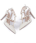 Pearl Rivet White Fashion Sandals