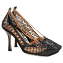 Designer Inspired Custom Leather Mesh Square Pumps