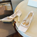 Designer Inspired Custom Leather Mesh Square Pumps