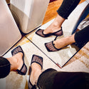 Designer Inspired Custom Leather Mesh Square Pumps