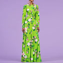Green Chiffon Floral Printed Maxi Dress