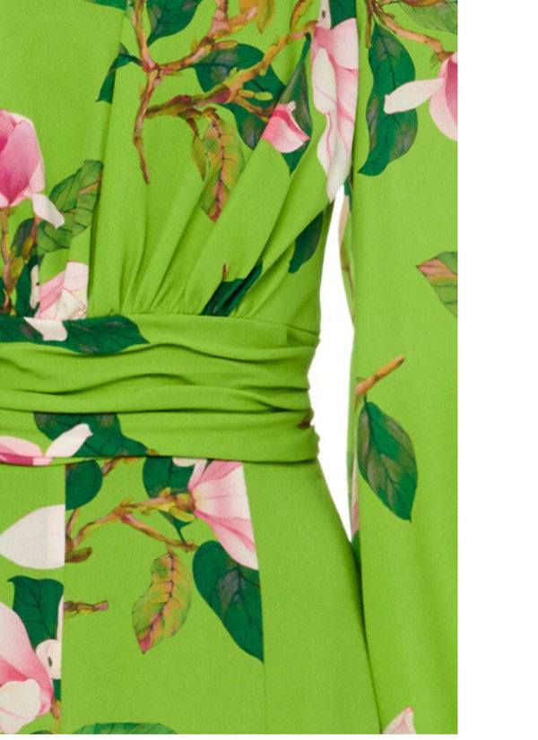 Green Chiffon Floral Printed Maxi Dress