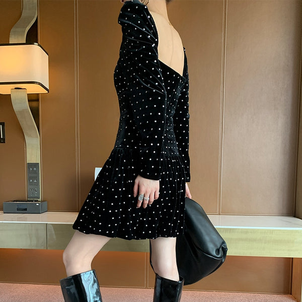 Velvet Mini Black Dress