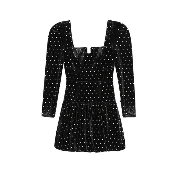 Velvet Mini Black Dress