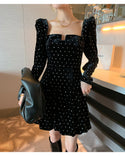 Velvet Mini Black Dress