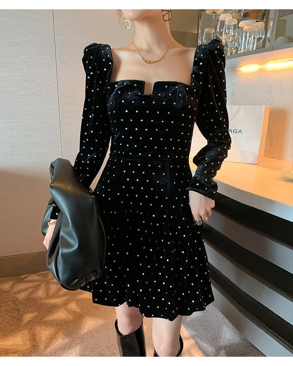 Velvet Mini Black Dress