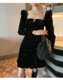 Velvet Mini Black Dress