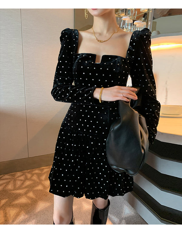 Velvet Mini Black Dress