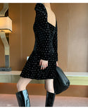 Velvet Mini Black Dress