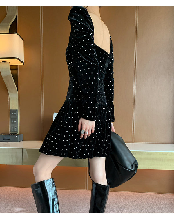Velvet Mini Black Dress