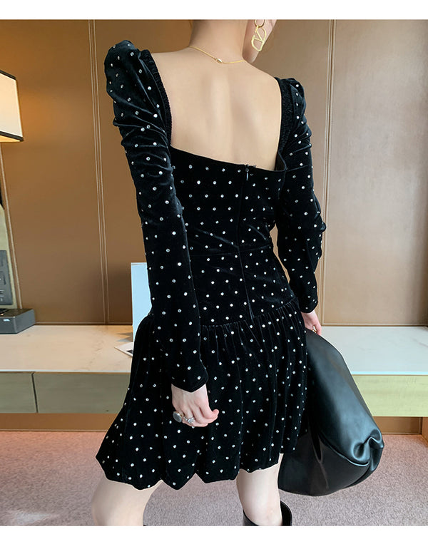 Velvet Mini Black Dress