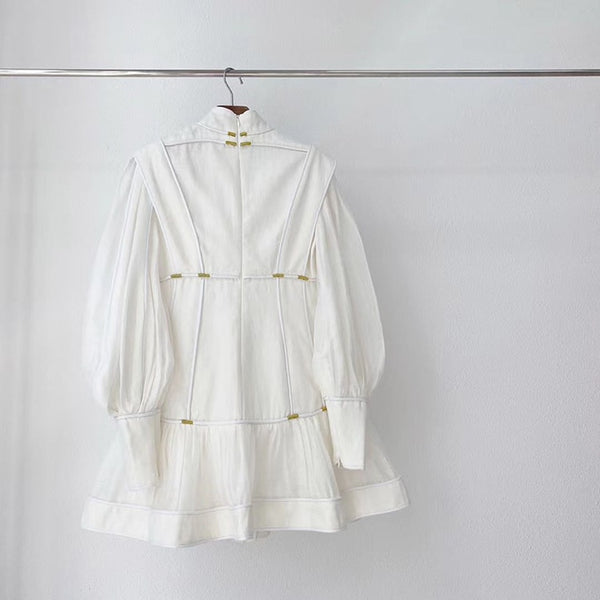 Gedivoen Elegant White Ladies Dress